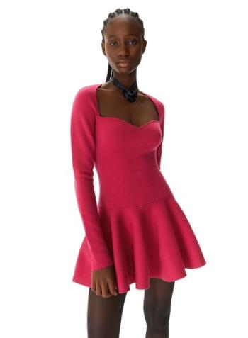 Knitted wool-blend flared mini dress 
