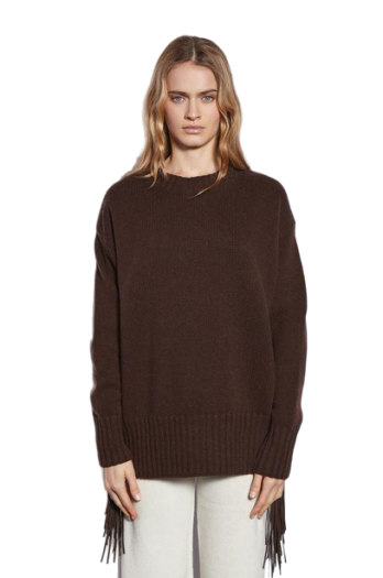 Fringed wool and cashmere sweater 