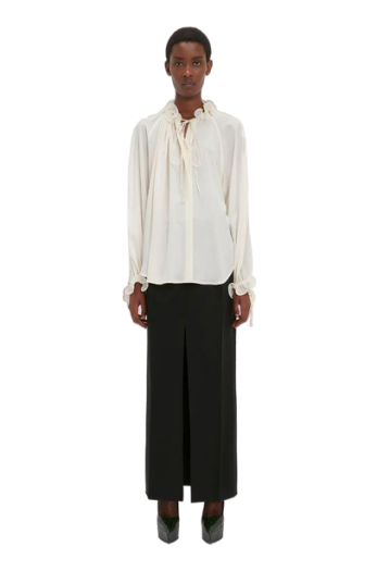 Ruched silk-chiffon blouse 