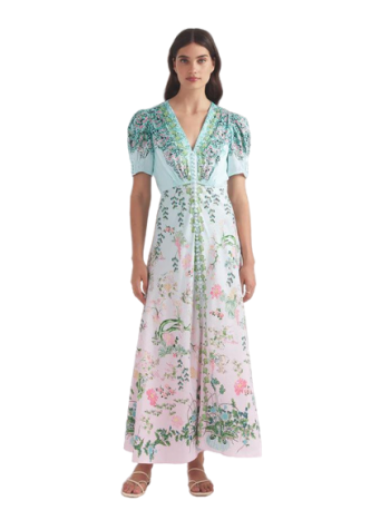 Lea printed silk midi dress
