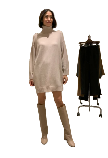 Cashmere turtleneck mini dress 