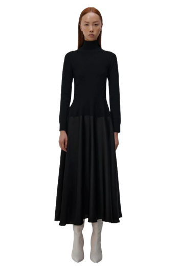 Frances satin and knitted midi dress   