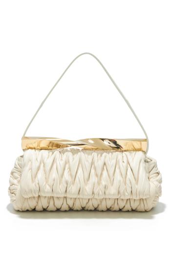 Twist quilted leather clutch
