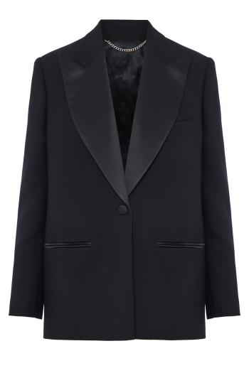 Satin-trimmed wool-garbardine jacket