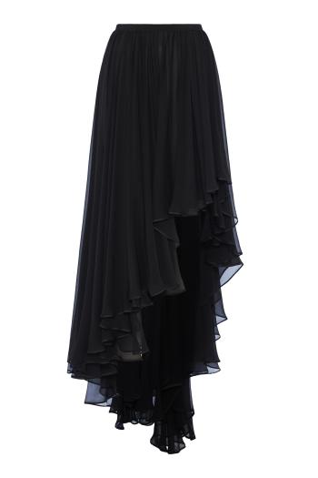 Asymmetric silk-georgette midi skirt 