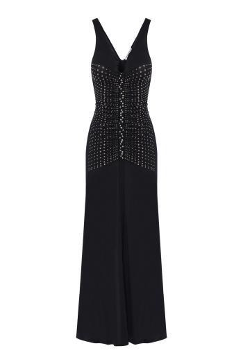 Embellished ruched jersey maxi dress