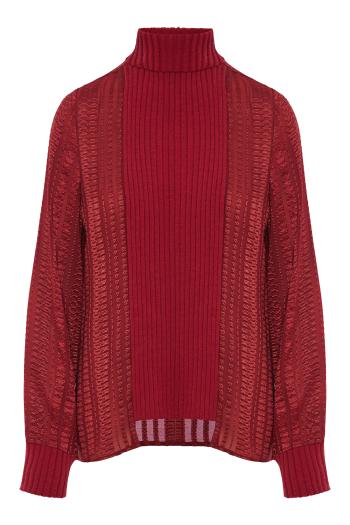 Ziria appliqued silk and knitted turtleneck sweater 