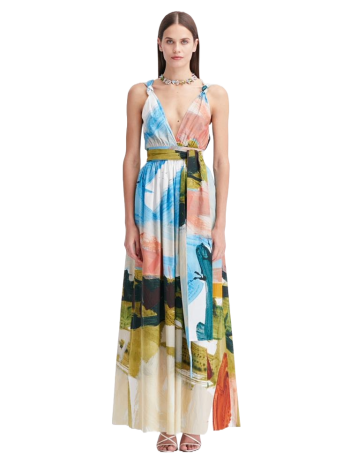 Printed cotton-blend maxi dress 