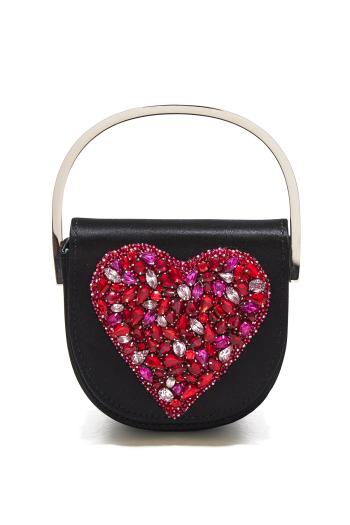 Love Me micro embellished satin top handle bag 