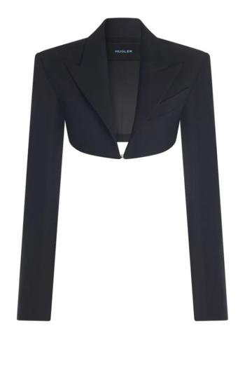 Cropped wool-gabardine blazer 