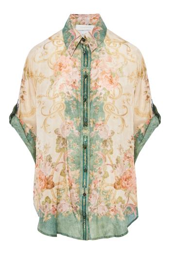 August Short sleeve printed silk shirt 