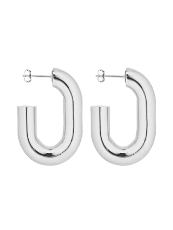 LX link silver-tone hoop earrings 