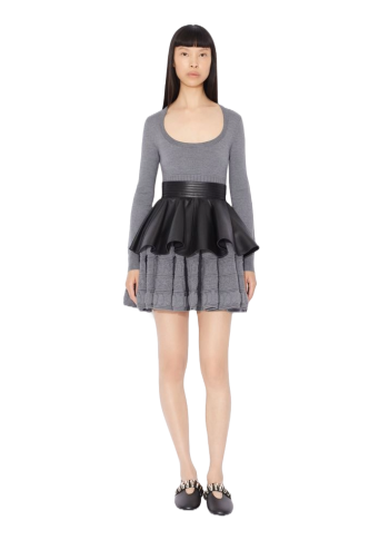 3D wool mini dress 