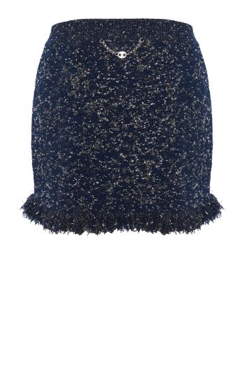 Frayed tweed mini skirt