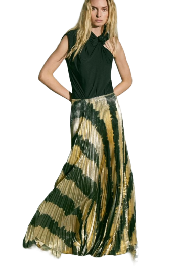 Unfolding Tropics plissé silk-blend midi skirt 