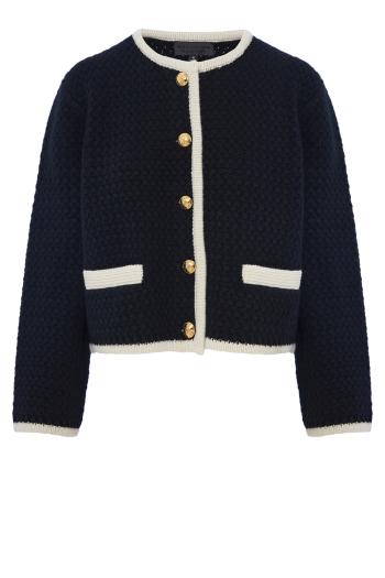 Embellished knitted wool jacket 