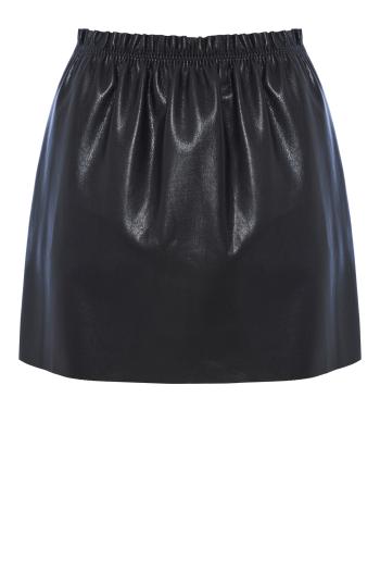 Ruched faux-leather mini skirt 