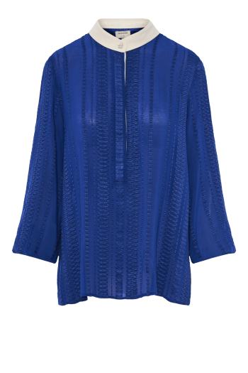 Hera Signature blouse made of textured silk fabric and mao canvas collar