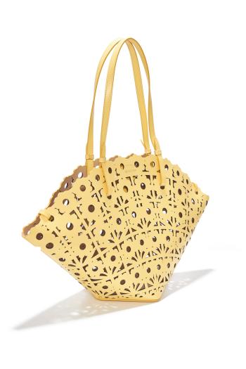 Dairy cutout leather tote
