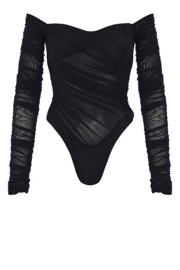 Ruched mesh bodysuit 