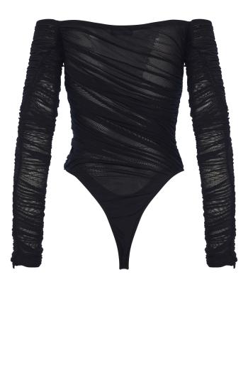 Ruched mesh bodysuit 