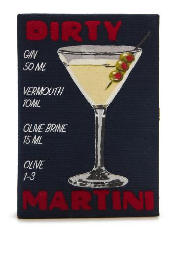 Dirty Martini Navy embroidered appliquéd canvas clutch