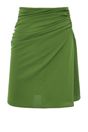 Ruched printed crepe mini skirt