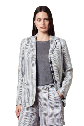 Melfi striped linen and silk blazer 