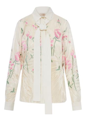 Embroidered silk-tulle blouse 
