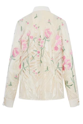 Embroidered silk-tulle blouse 