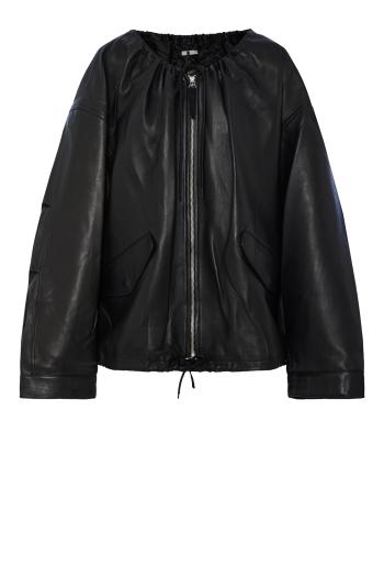 Ruched leather jacket