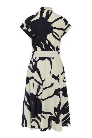 Printed cotton and silk linen dress 