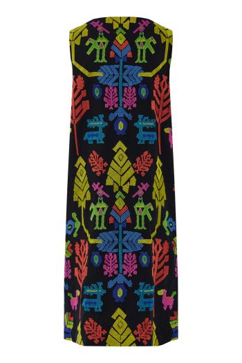 Kelimi embroidered cotton and linen midi dress 