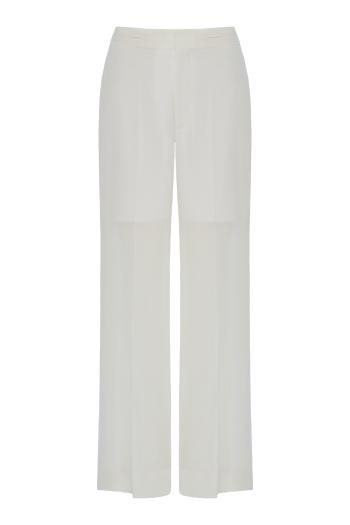 Wool-Waistband Detail Straight Leg Trouser