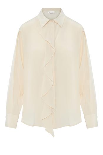 Asymmetric Ruffled silk blouse 