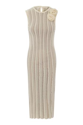 Appliqued knitted midi dress 