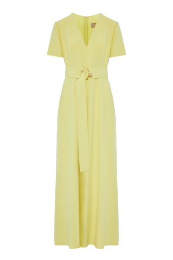Belted Cady maxi dress 