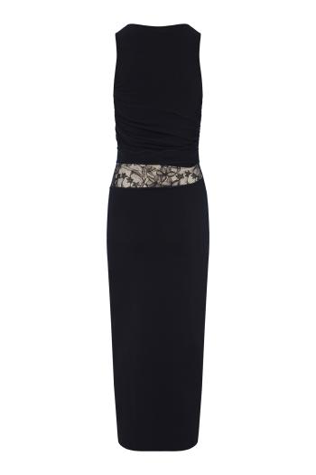 Lace-paneled jersey midi dress 