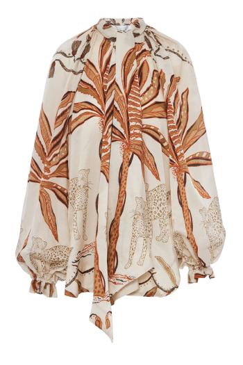 Lena printed cotton and silk blouse