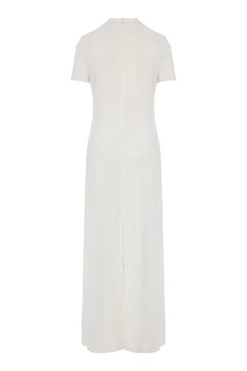 Poppy-embroidered wool maxi dress