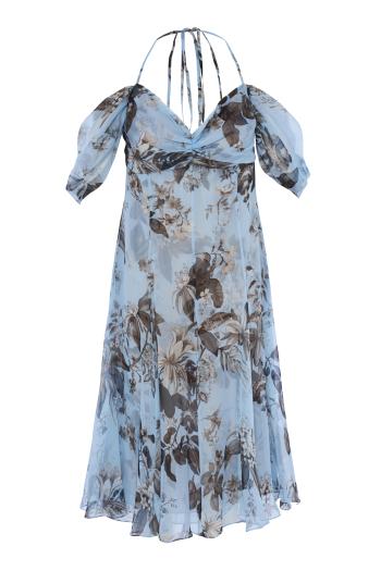 Printed silk-chiffon midi dress 