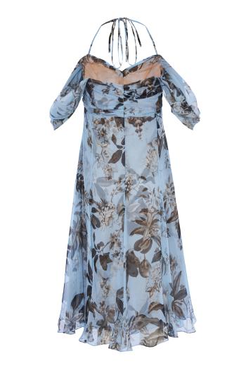 Printed silk-chiffon midi dress 