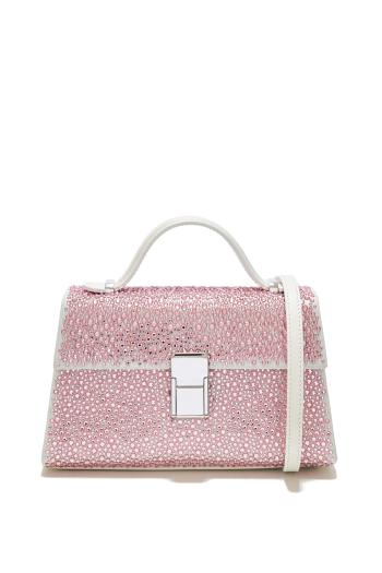 Stella micro crystal-embellished leather top handle bag 