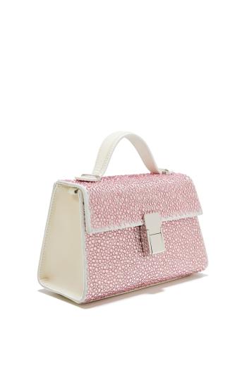 Stella micro crystal-embellished leather top handle bag 
