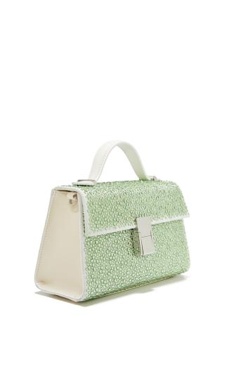Stella micro crystal-embellished leather top handle bag 