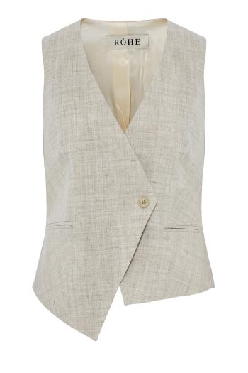 Tailored overlap linen-blend waistcoat