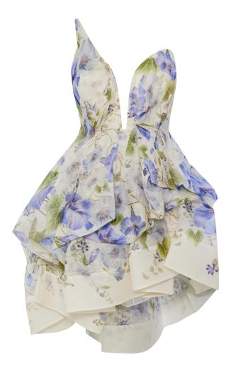 Natura printed linen and silk mini dress 