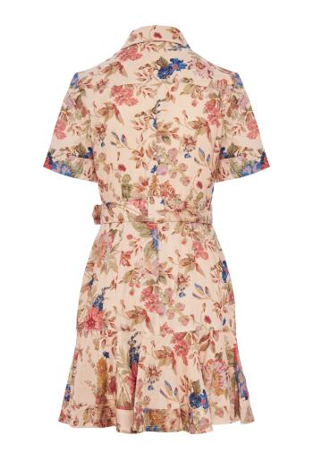 August printed linen mini dress