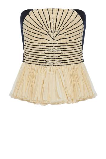 Exploring Textures raffia and linen strapless 