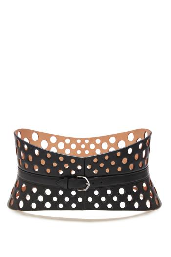Perforated leather waist belt 